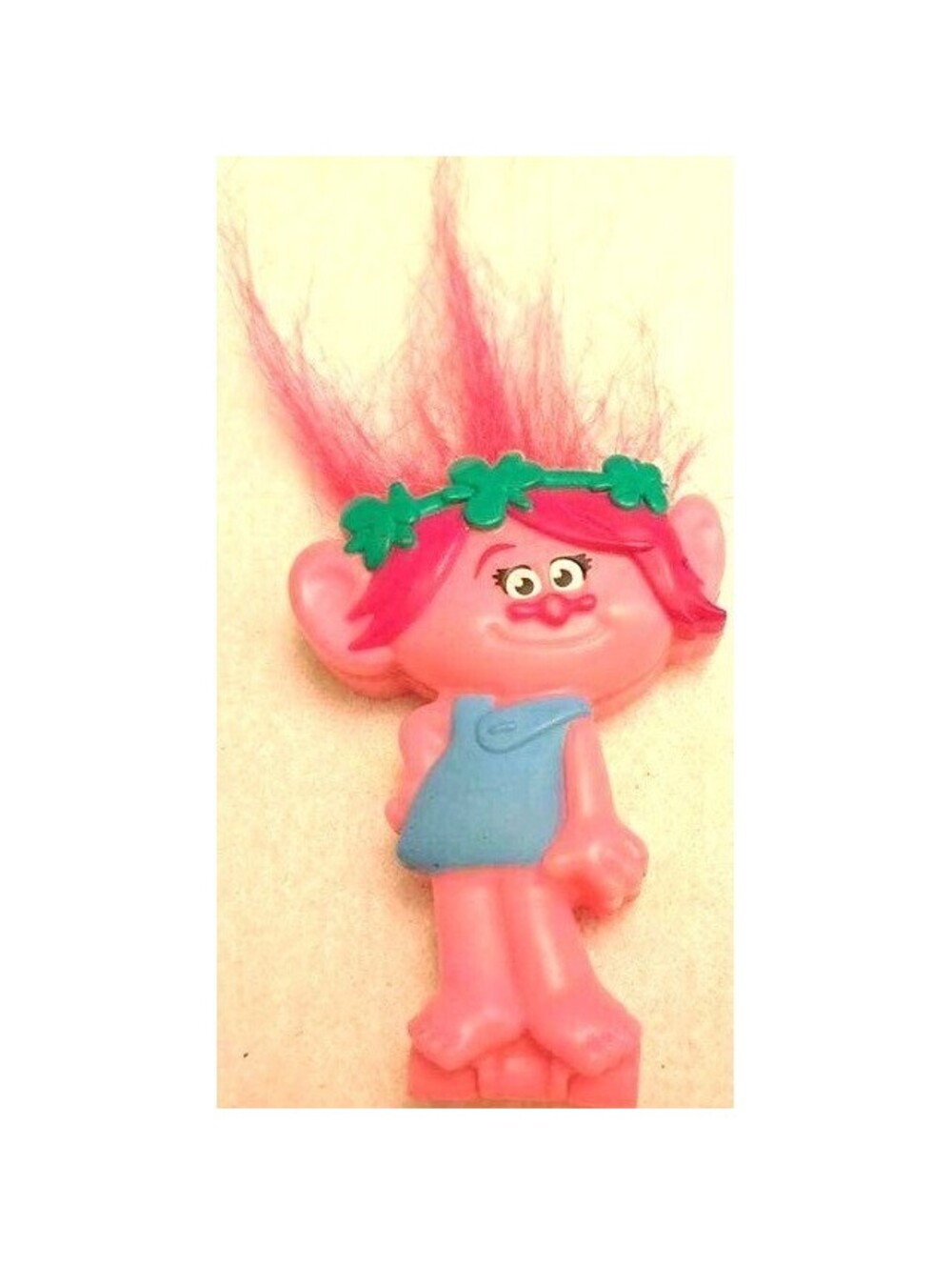 DreamWorks Trolls Poppy Figure Toy Pink Blue Green Floral Headband Fuzzy Hair
